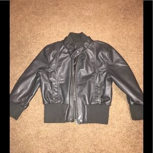 Girls Gray faux Leatber Biker Jacket by Ashley